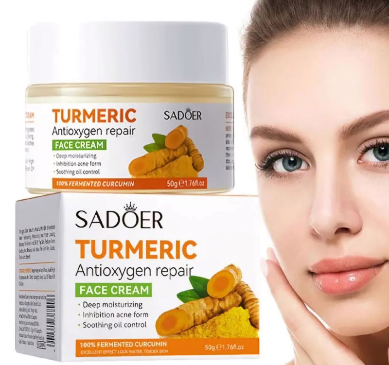 CREMA FACIAL HIDRATANTE Y REPARADORA ANTI-ACNE CON EXTRACTO DE CURCUMA SADOER 50G