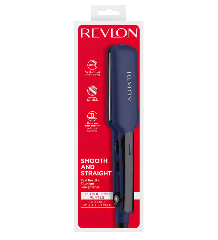 PLANCHA PARA EL CABELLO, SUAVE Y RECTO, PLACAS DE AGARRE DE 2", RESULTADOS RAPIDOS PARA PEINADOS SUAVES, MULTIPLES CONFIGURACIONES DE CALOR, INTERRUPTOR DE BLOQUEO REVLON