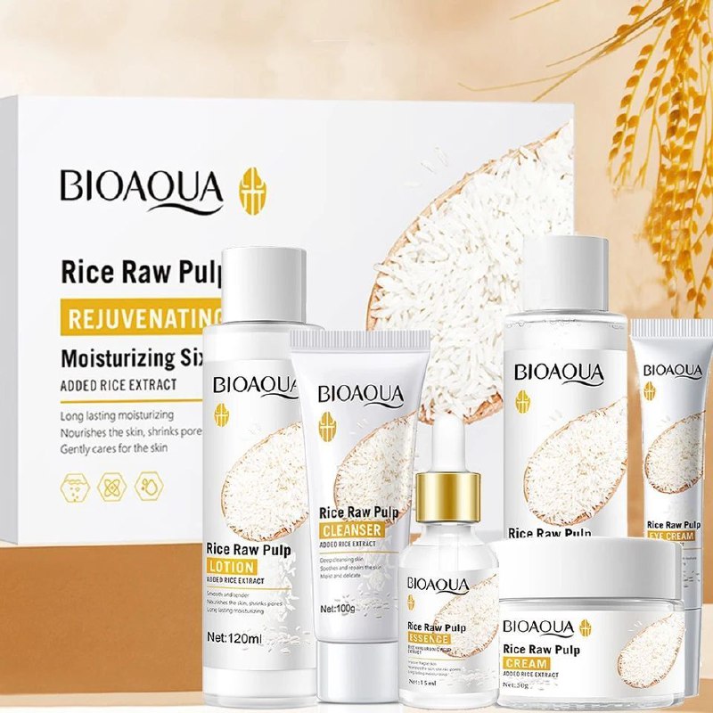 SET TRATAMIENTO FACIAL ACLARANTE E HIDRATANTE A BASE DE EXTRACTO DE ARROZ BIOAQUA 6UND