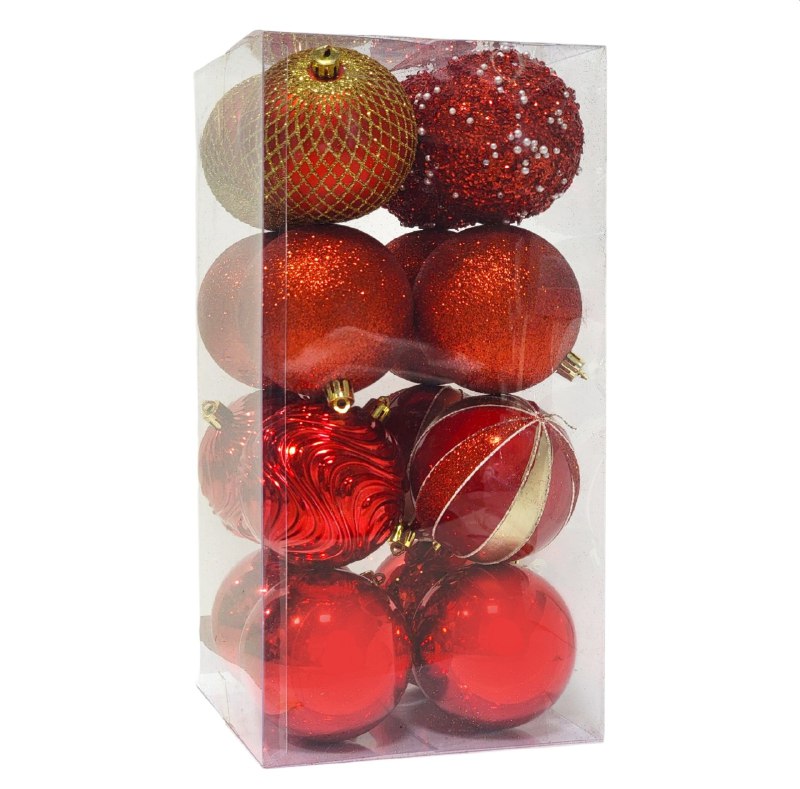 DECORACION ADORNO NAVIDEÑO PAQUETE DE 16 BOLAS DECORATIVAS 8CM 49x49x65, IDEALES PARA DARLE UN TOQUE UNICO A TU ARBOL DE NAVIDAD