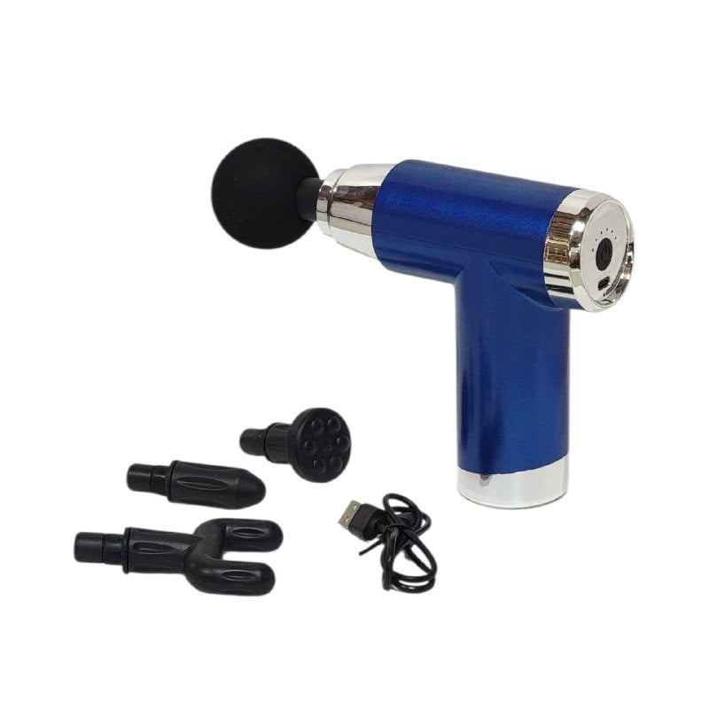 MAQUINA PISTOLA ELECTRICA DE MASAJE INALAMBRICO Y RECARGABLE, POTENCIA COMPACTA DE 4 CABEZAS INTERCAMBIABLES FASCIAL GUN CY-006