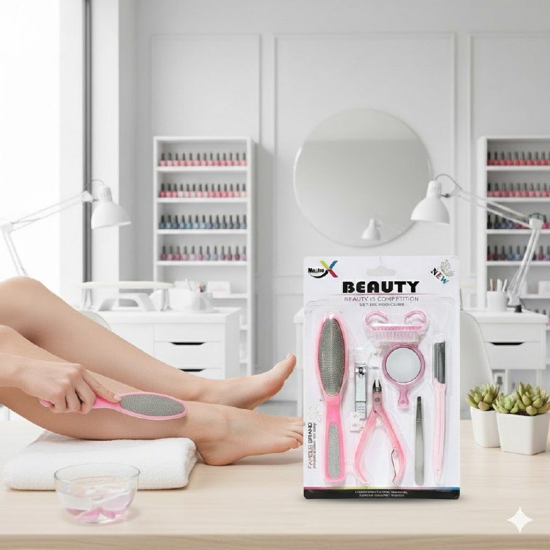 SET DE PEDICURA DE 7 PIEZAS QUE ELIMINAN CALLOS, ALISAN LA PIEL Y MANTIENEN TUS UÑAS IMPECABLES MAXINE BEAUTY, 2 COLORES