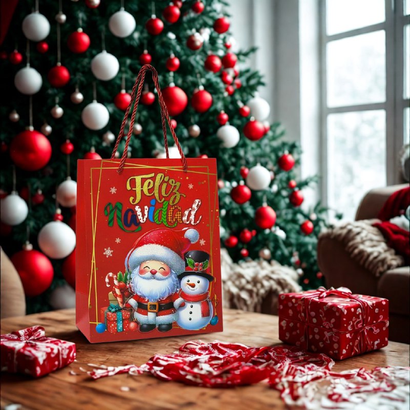BOLSA DE REGALO NAVIDEÑA PAQUEÑA 18X23X10CM