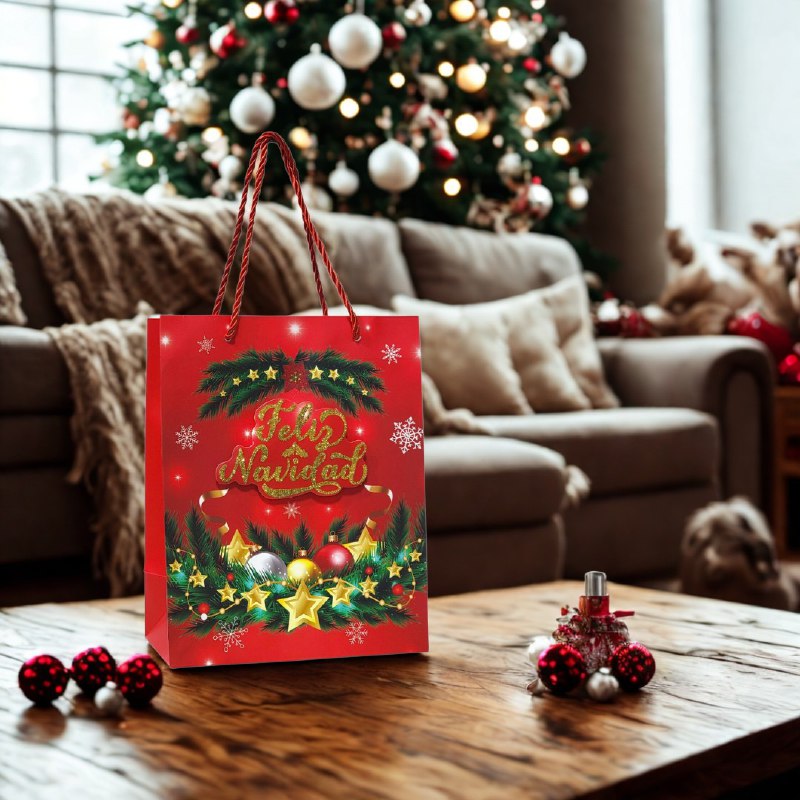 BOLSA DE REGALO NAVIDEÑA PAQUEÑA 18X23X10CM