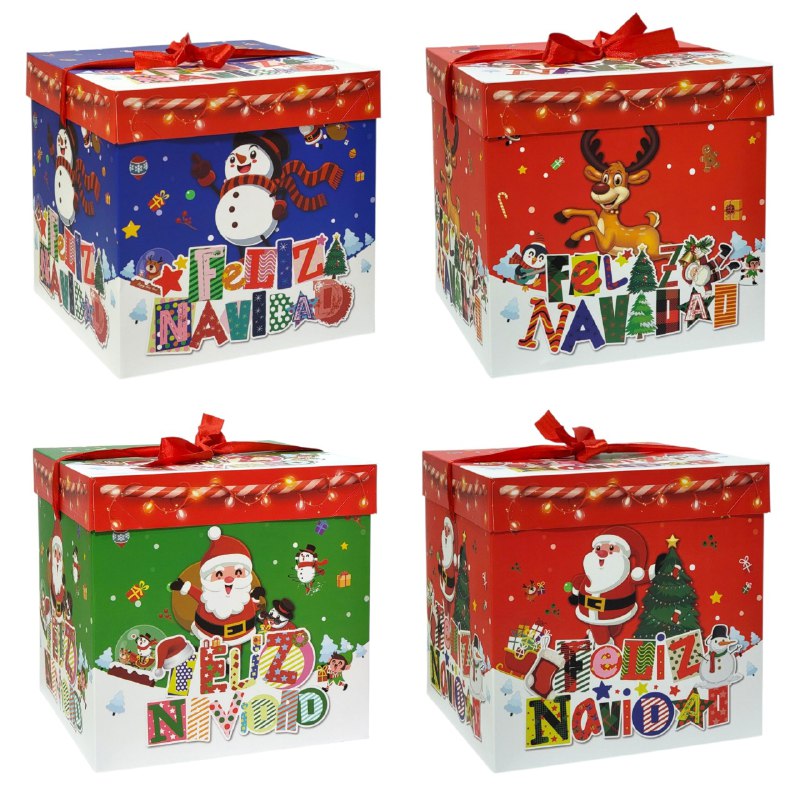 CAJA DE REGALO NAVIDEÑA GRANDE 22X22CM