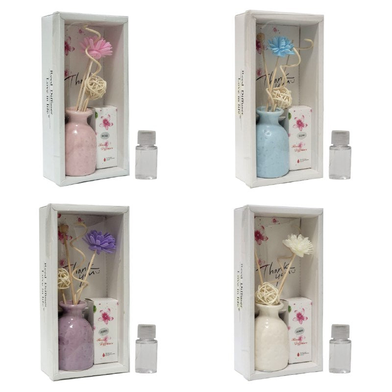 AMBIENTADOR AROMATIZANTE DIFUSOR DE VARILLAS PARA EL HOGAR DE AROMA CONTINUO SIN HUMO NI GOTEO, 4 AROMAS REED DIFFUSER