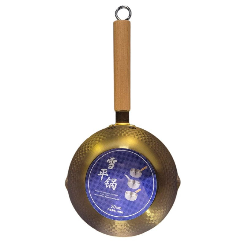 SARTEN JAPONES ANTIADHERENTE, CACEROLA SIN TAPA, MANGO DE MADERA CALIDO ANTIDESLIZANTE, DOBLE BOCA 20CM