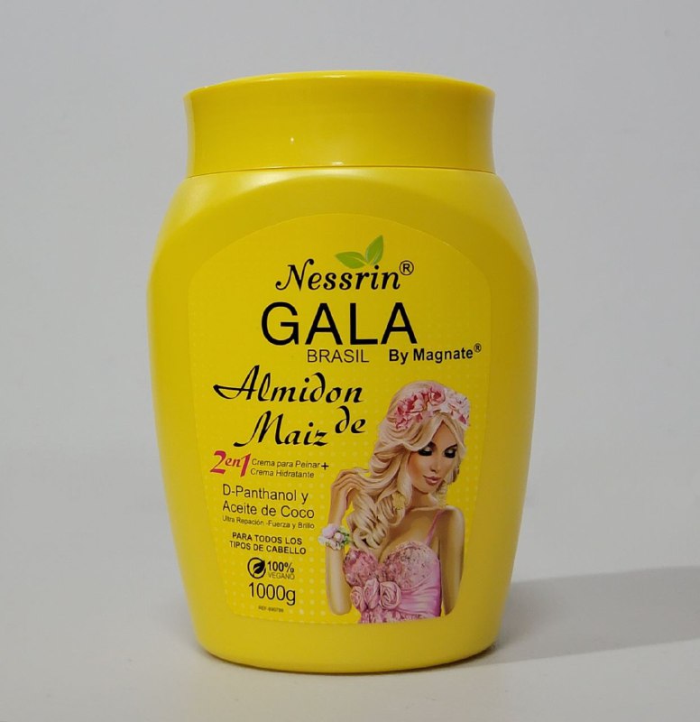 CREMA PARA PEINAR HIDRATANTE DE ALMIDON DE MAIZ, D PANTHANOL Y ACEITE DE COCO NESSRIN GALA 1000G