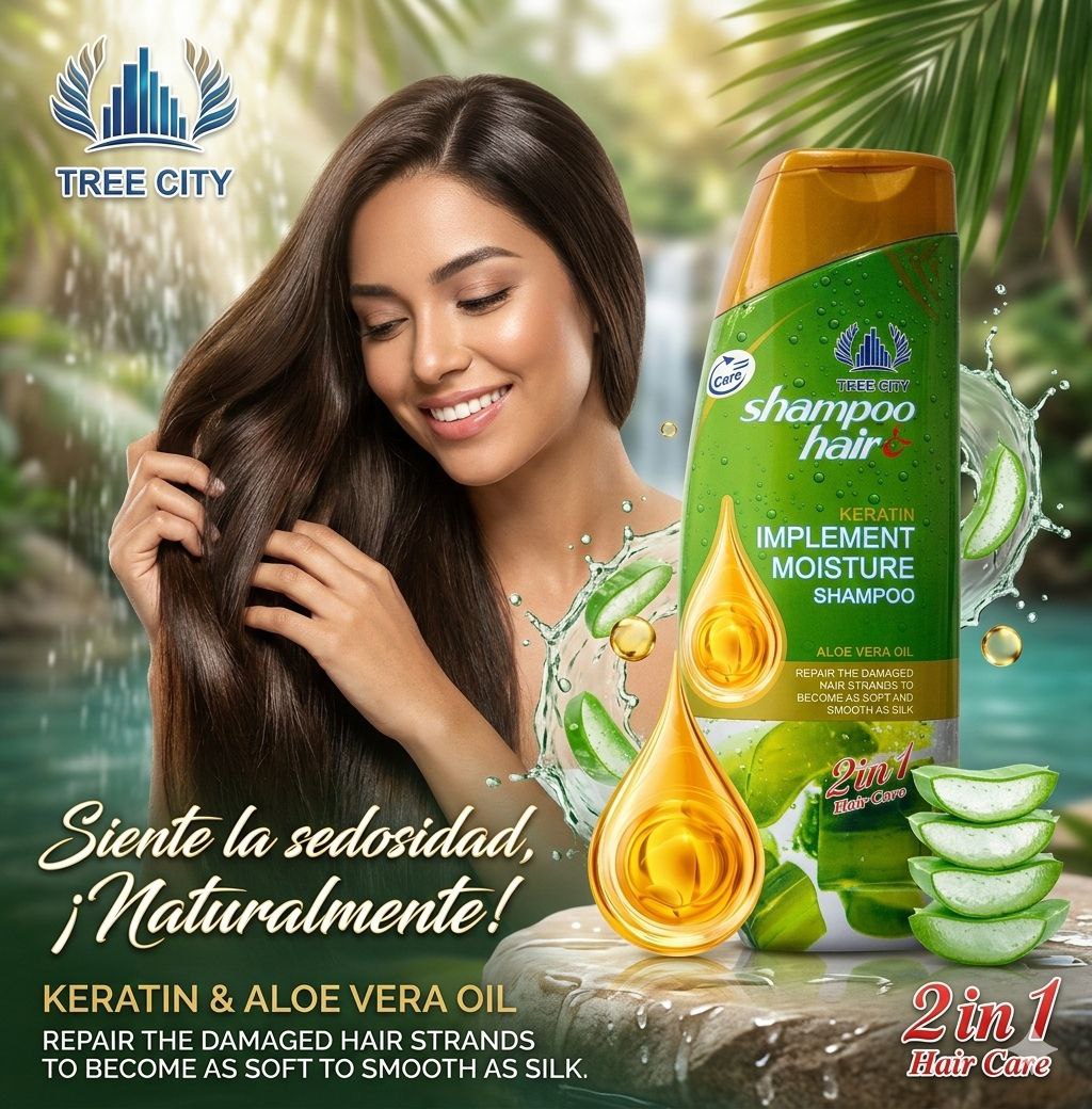 SHAMPOO DE ACEITE DE ALOE VERA CABELLO HIDRATADO Y SEDOSO TREE CITY 400ML