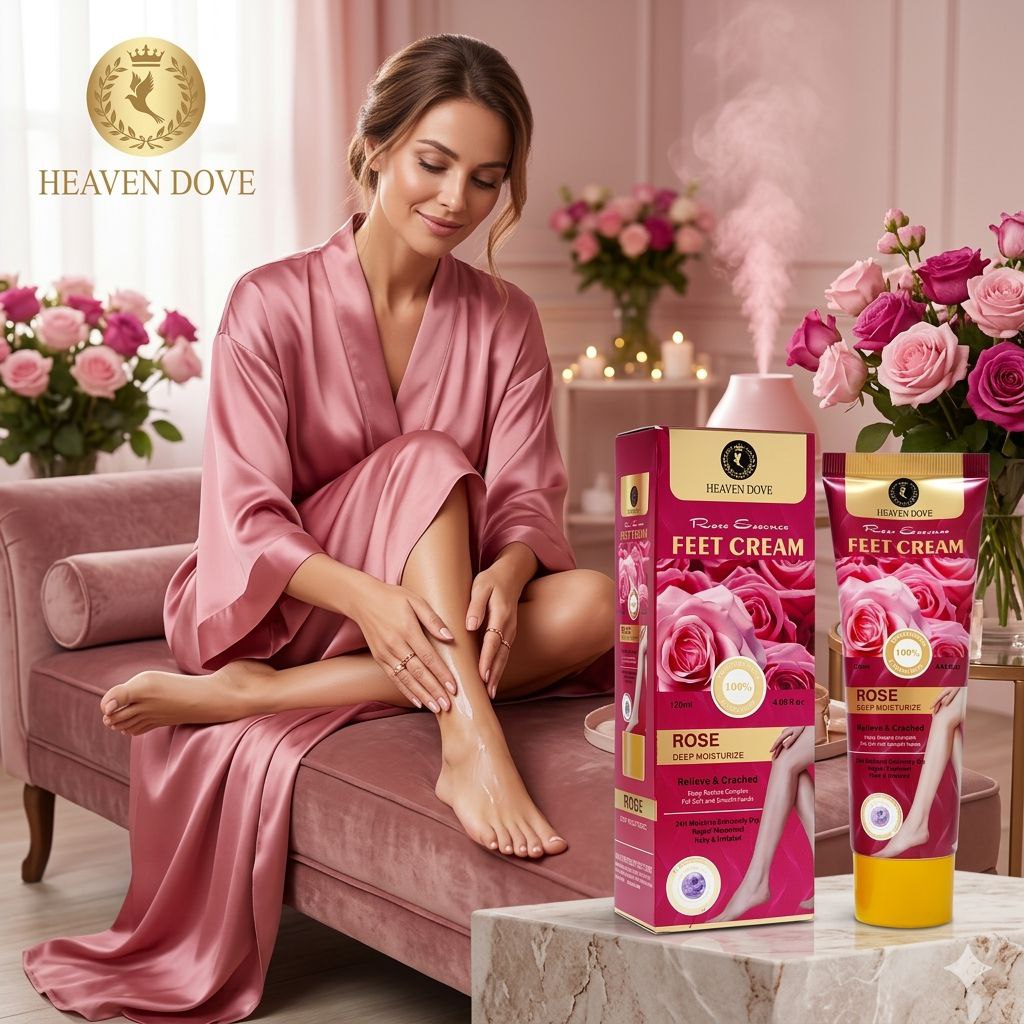 CREMA CORPORAL PARA PIES REPARADORA INTENSIVA CON ESENCIA DE ROSAS HEAVEN DOVE 120ML
