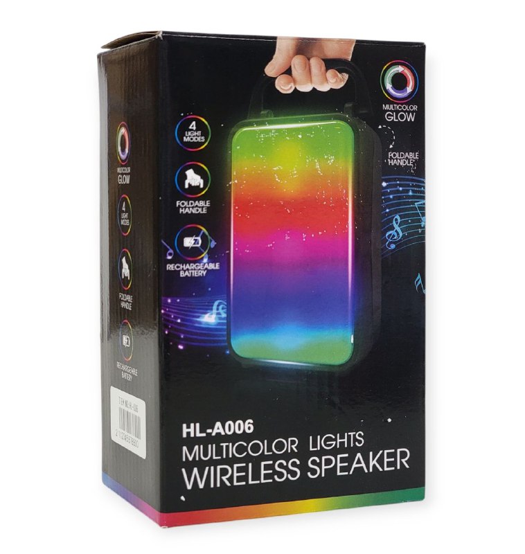 PARLANTE ALTAVOZ INALAMBRICO CON LUCES MULTICOLOR RECARGABLE HL-A006