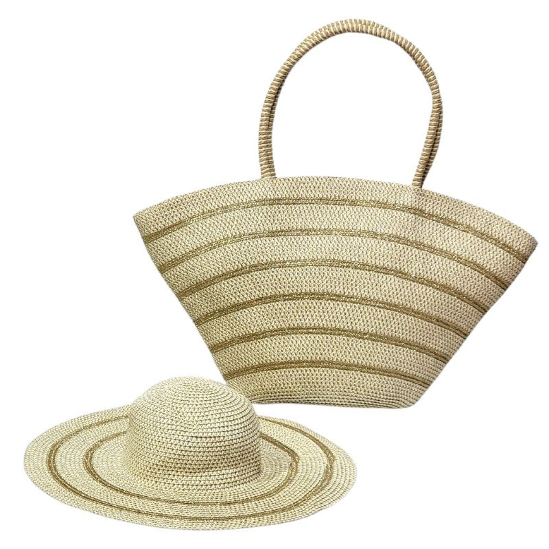 CONJUNTO DE SOMBRERO Y BOLSO PARA PLAYA, PROTEGETE DEL SOL CON ESTILO IDEAL PARA VACACIONES GAIA 38X45CM