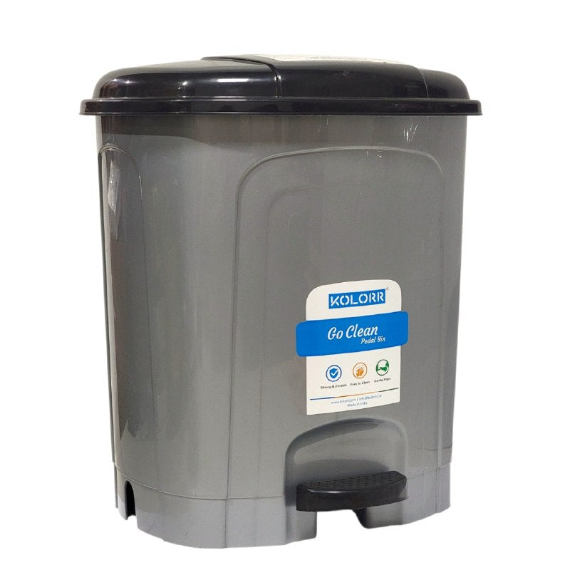 BASURERO CESTA PARA BASURA DE PLASTICO CON TAPA Y PEDAL KOLORR GO CLEAN 25X25X34CM