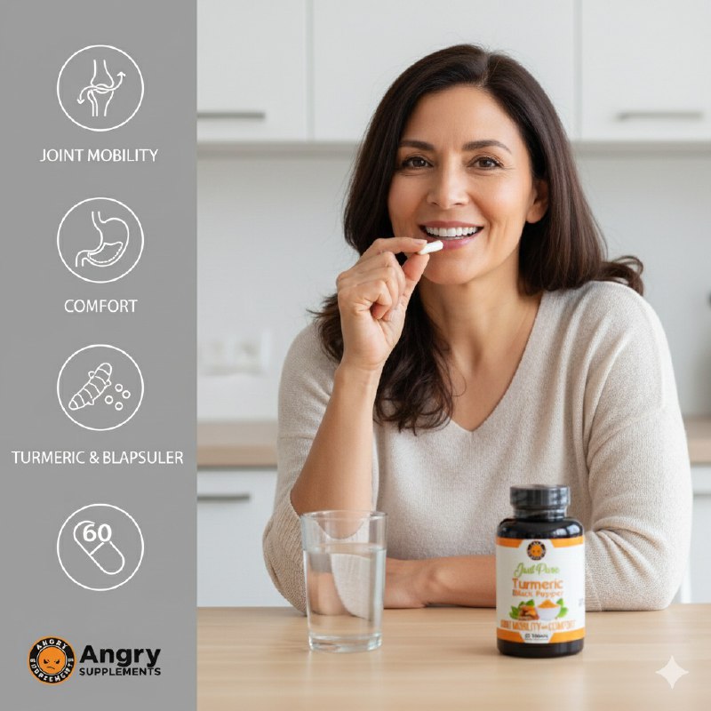 VITAMINAS EN TABLETAS DE CURCUMA PURA CON PIMIENTA NEGRA PARA LA MOVILIDAD Y COMODIDAD ARTICULAR JUST PURE 60UND