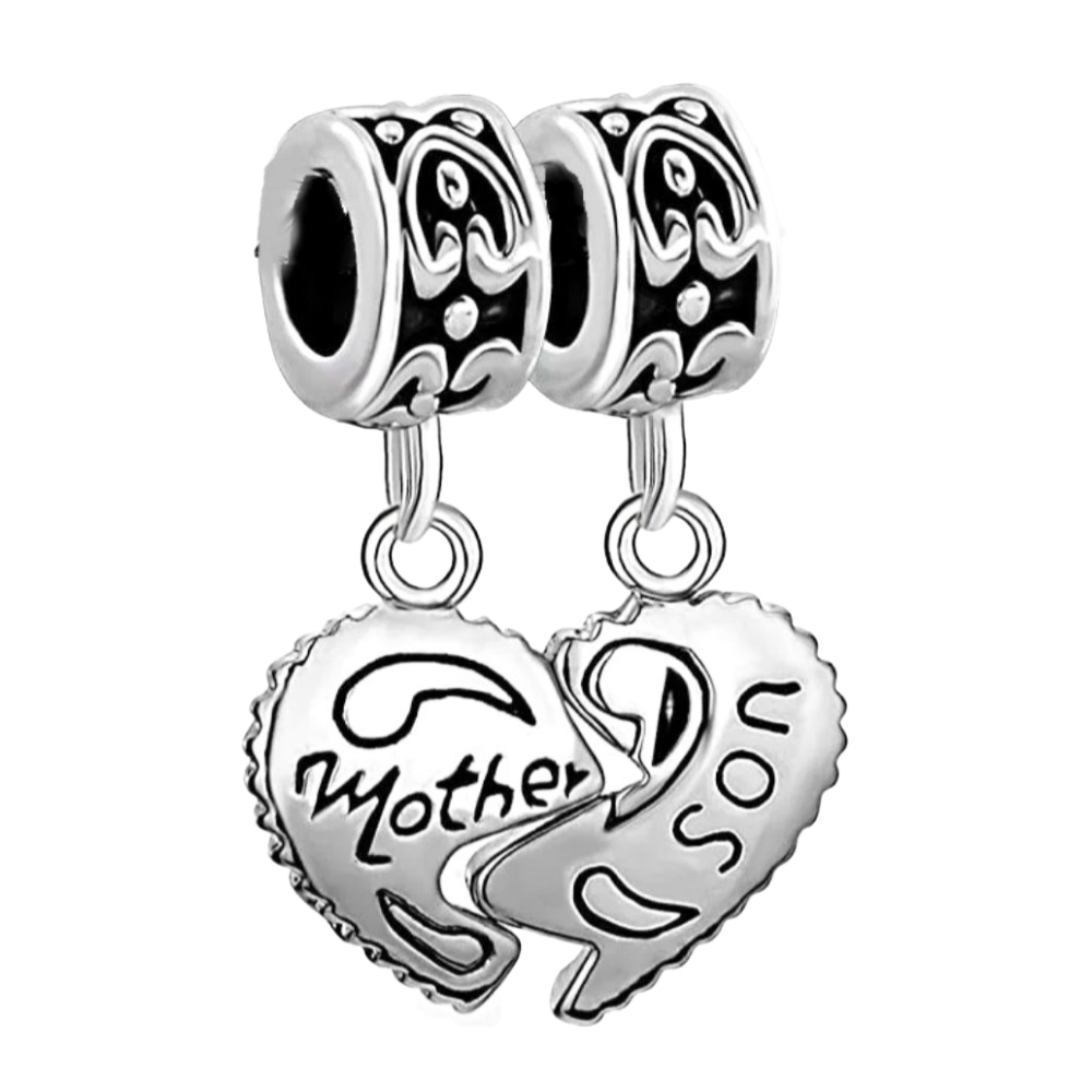 PCHARM1975 COLGANTE DOBLE DE CORAZON CON MENSAJE (MADRE, HIJO)