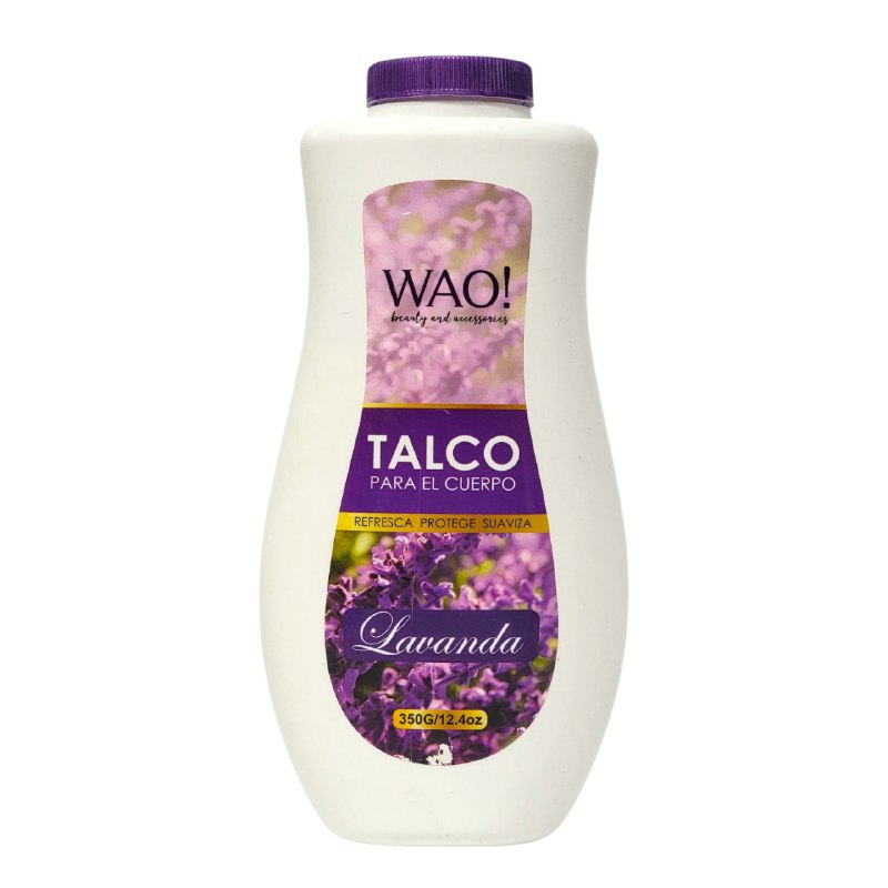 TALCO CORPORAL REFRESCANTE Y SUAVIZANTE PERFUMADO CON EXTRACTO DE LAVANDA WAO! 350G