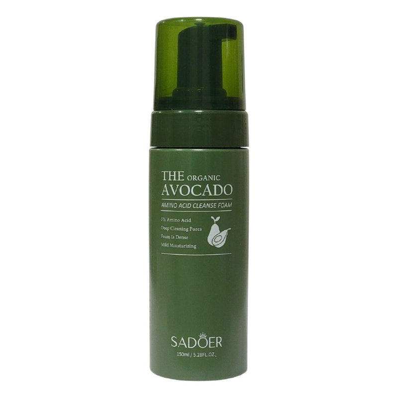 LIMPIADOR FACIAL EN ESPUMA LIMPIADORA DE ACIDO DE AGUACATE ORGANICO, PENETRA PROFUNDAMENTE LOS POROS, LIMPIA E HIDRATA LA PIEL, ELIMINA SUCIEDAD Y RESIDUO DE MAQUILLAJE SADOER THE ORGANIC AVOCADO 150ML