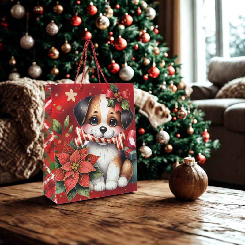 BOLSA DE REGALO NAVIDEÑA MEDIANA 32X26X10CM