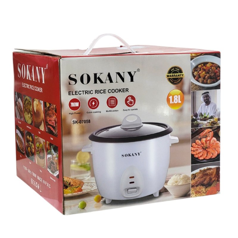 MAQUINA ARROCERA ELECTRICA DE ACERO INOXIDABLE 1.8L POTENCIA 700W SOKANY SK-07058