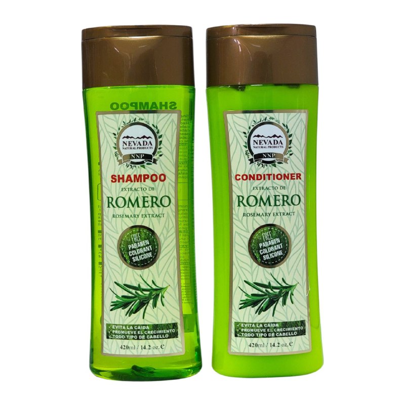 SET DE SHAMPOO Y ACONDICIONADOR DE EXTRACTO DE ROMERO HIDRATANTE CRECEPELO NEVADA 420MLX2