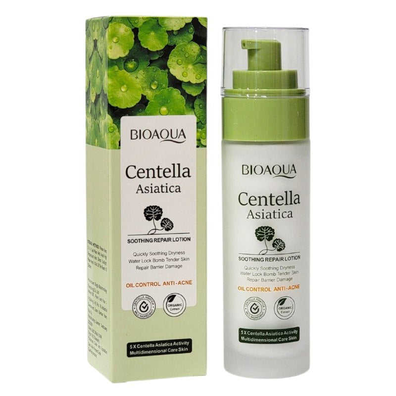 CREMA FACIAL LOCION REPARADORA DE CENTELLA ASIATICA CON TEXTURA SEDORA Y NO PEGAJOSA, SE ABSORBE RAPIDAMENTE, HIDRATA, NUTRE, CALMA Y REPARA LA PIEL, DEJANDOLA SUAVE Y TIERNA BIOAQUA 80ML