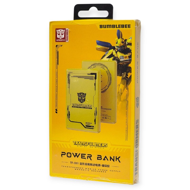 POWER BANK BATERIA TF-D01, CAPACIDAD DE CARGA 20W MAXIMO, 5000MAH/3.87V, ENTRADA TIPO C, SUCCION MAGNETICA, PORTATIL TRANSFORMERS AUTHENTIC BEASTS ALLIANCE