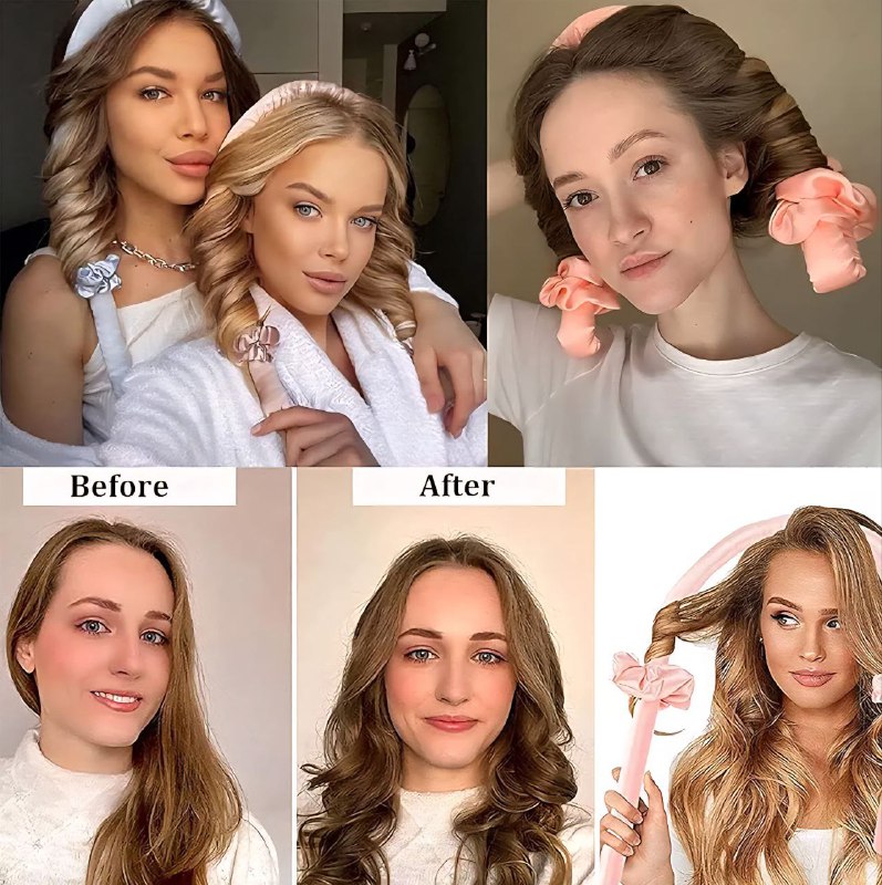 RIZADORES DE PELO SIN CALOR, QUE PERMITEN CREAR ONDAS Y RIZOS SUAVE Y PROTEGIDOS, EVITANDO DAÑOS POR CALOR, FABRICADOS CON MATERIALES SUAVES FACILES DE USAR 3 COLORES