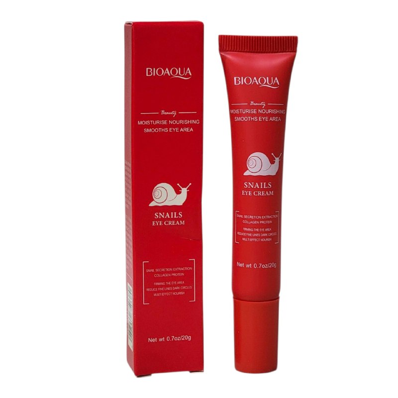 CREMA FACIAL PARA LOS OJOS DE CARACOL HIDRATANTE 20G, EFECTO NUTRITIVO Y SUAVIZA PROFUNDAMENTE EL CONTORNO DE OJOS, TENSA Y REDUCE ARRUGAS Y OJERAS BIOAQUA