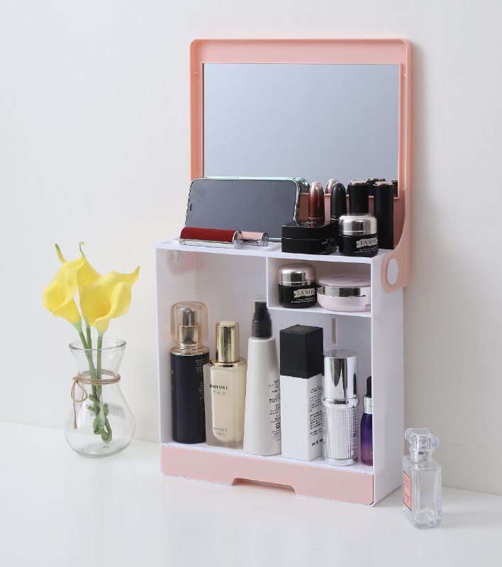 ORGANIZADOR DE MAQUILLAJE CON ESPEJO INTEGRADO GRAN CAPACIDAD