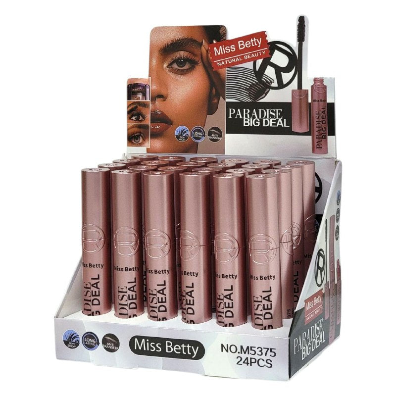 MASCARA O RIMELMISS BETTY 12G (DUPE DE LOREAL) PARA PESTAÑAS QUE PROPORCIONA VOLUMEN MAXIMO DE 360 GRADOS, FORMULA RESISTENTE AL AGUA, APLICACION SIN GRUPOS Y COLOR NEGRO INTENSO, LA OPCION PERFECTA PARA LOGRAR PESTAÑAS DEFINIDAS, VOLUMINOSAS Y DURADERAS