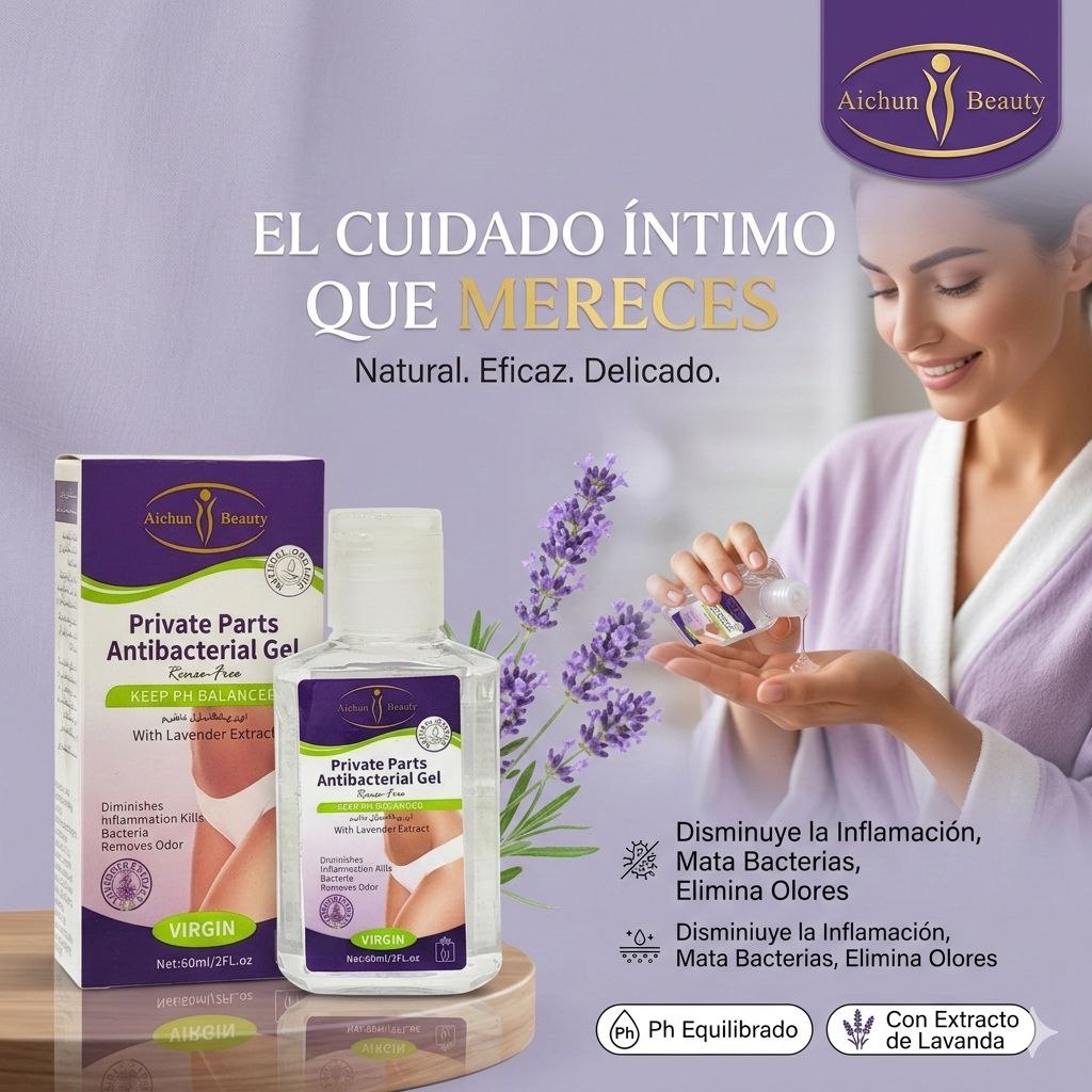 GEL ANTIBACTERIAL DE CUIDADO INTIMO SIN ENJUAGUE CON EXTRACTO DE LAVANDA AICHUN BEAUTY 60ML