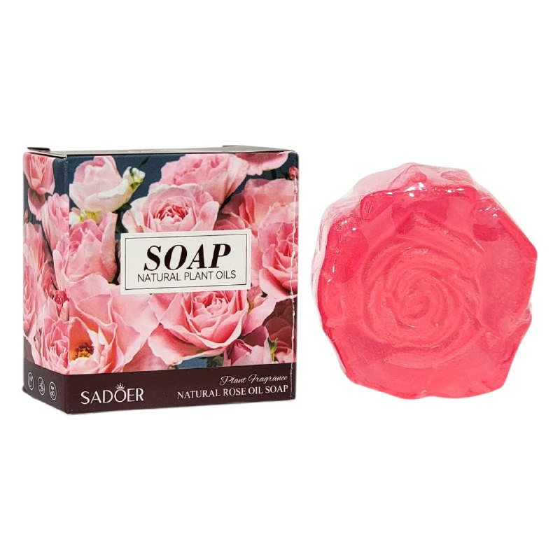 JABON CORPORAL EN BARRA AROMATICO DE ACEITE DE ROSA NATURAL, ESPUMA RICA Y CREMOSA QUE LIMPIA SUAVEMENTE LA PIEL DE LA SUCIEDAD Y GRASA, DEJANDOLA SUAVE, TERSA Y LIMPIA SADOER 100G