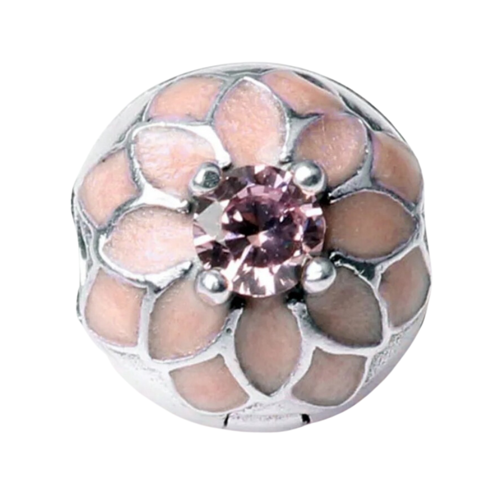 PCHARM1498 FLOR ROSADA CON CIRCON ROSADO EN MEDIO