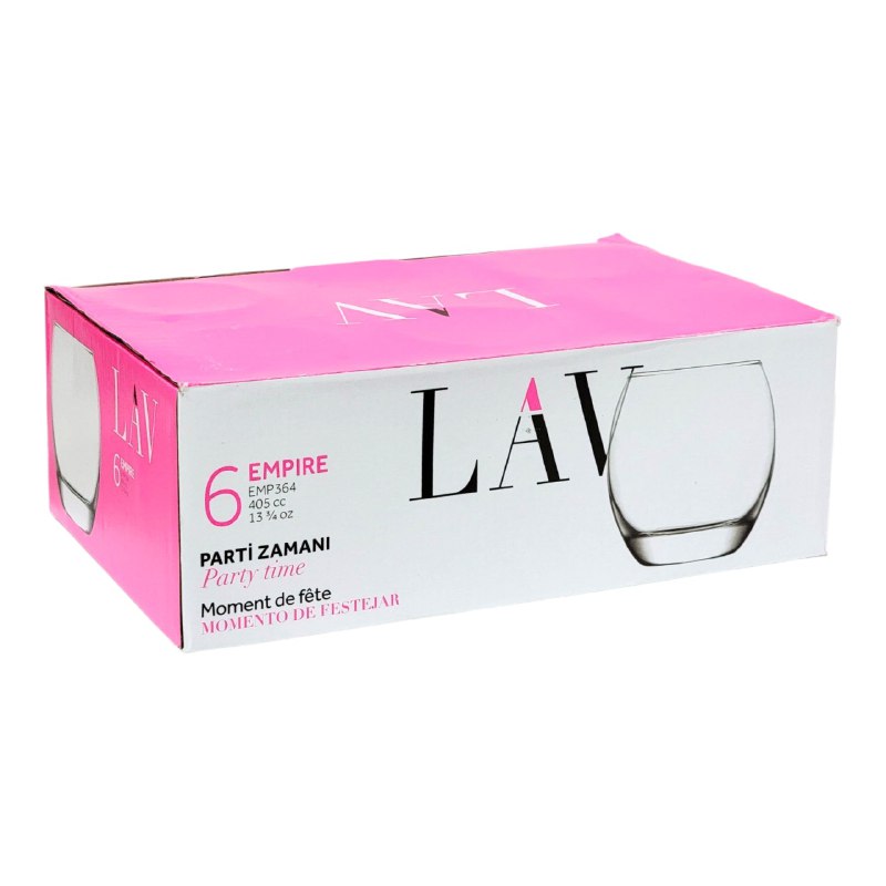 VASOS DE VIDRIO ELEGANTES Y MORDERNOS EN SET DE 6 PIEZAS LAV 391ML