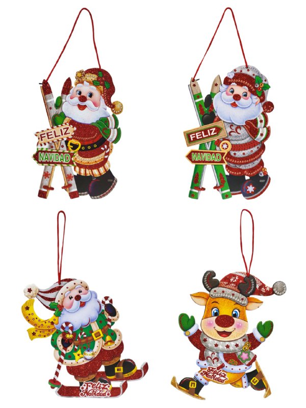 DECORACION ADORNO NAVIDEÑO CARTEL COLGANTE 4 ESTILOS