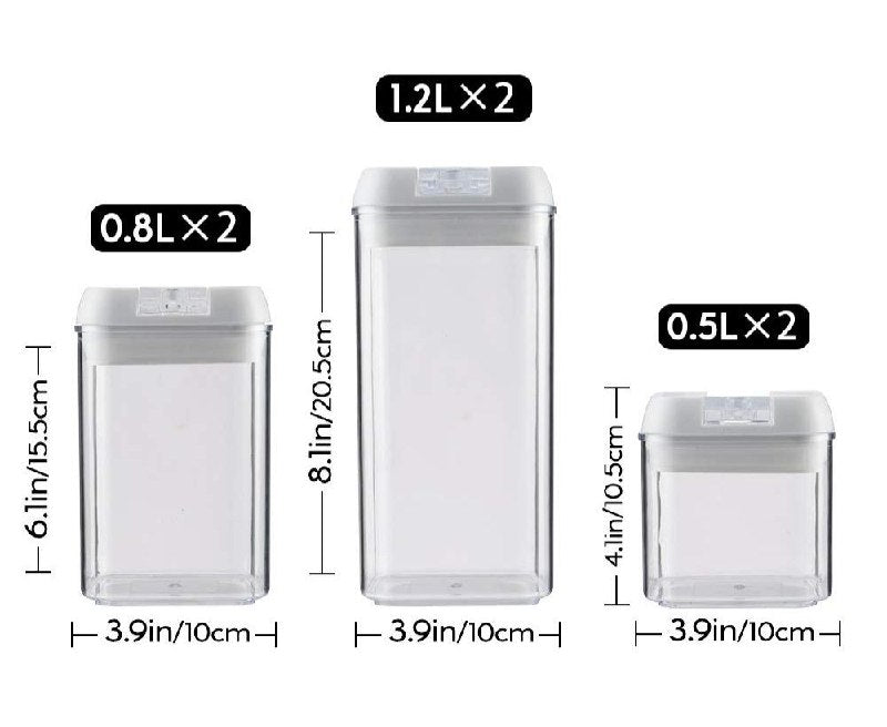 ORGANIZADOR RECIPIENTE ALMACENADOR EN SET DE RECIPIENTES HERMETICOS PARA ALIMENTOS 6UND