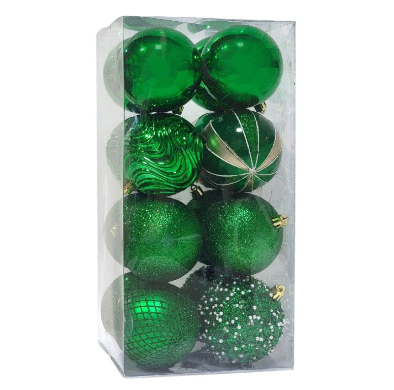 DECORACION ADORNO NAVIDEÑO PAQUETE DE 16 BOLAS DECORATIVAS 8CM 49x49x65, IDEALES PARA DARLE UN TOQUE UNICO A TU ARBOL DE NAVIDAD