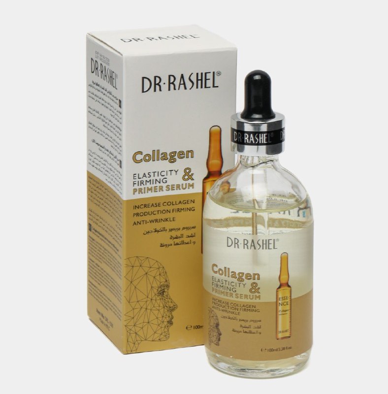 SUERO FACIAL DE COLAGENO, PREBASE REAFIRMANTE Y ELASTICIDAD, AUMENTA LA PRODUCCION DE COLAGENO, EFECTO ANTIARRUGAS PARA LA PIEL DR RASHEL 100ML