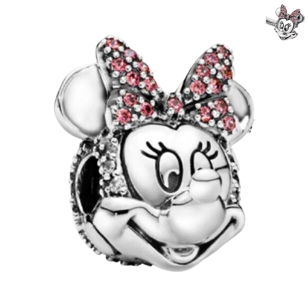 PCHARM1851 CABEZA DE MINNIE MOUSE CON CHONGO ROJO DE DISNEY