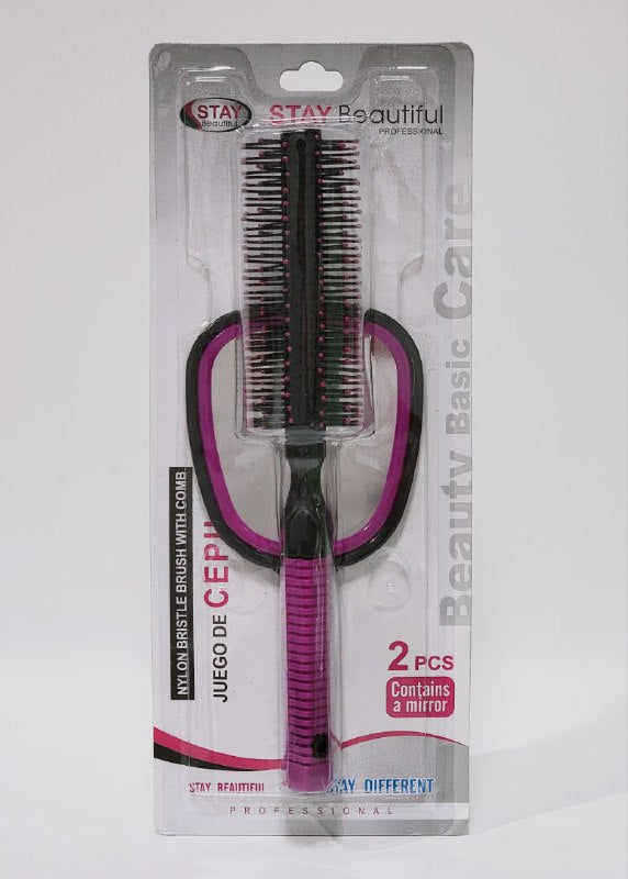 CEPILLO PARA EL CABELLO EN SET CON ESPEJO STAY BEAUTIFUL