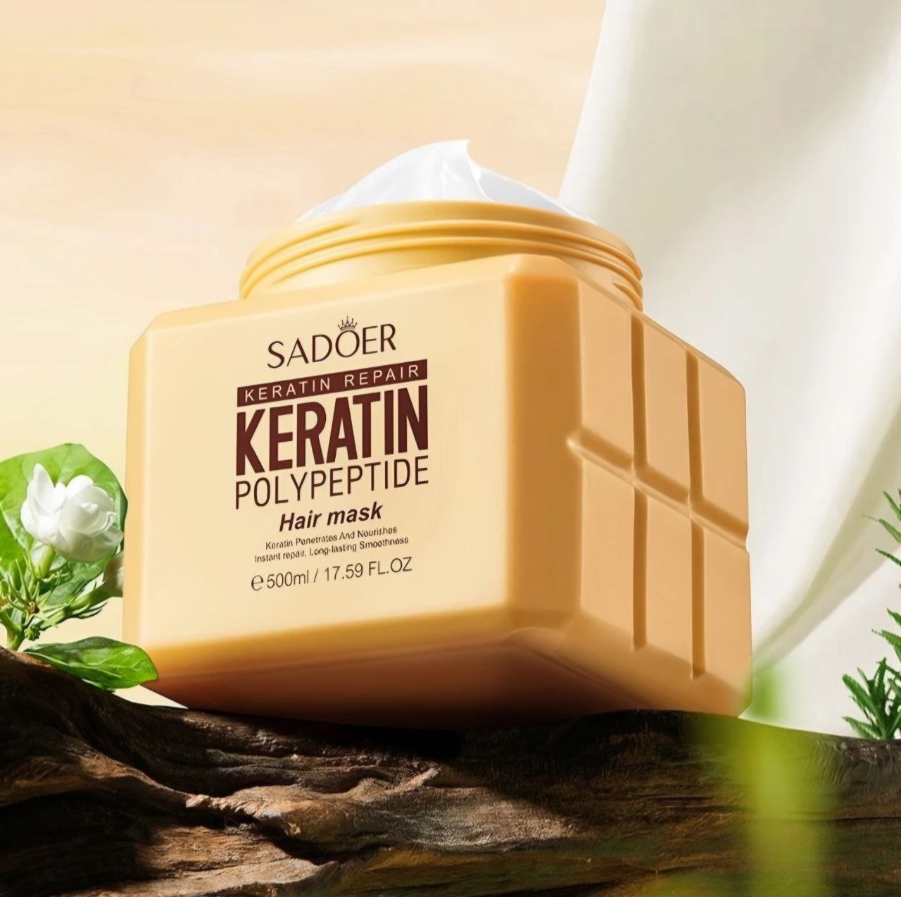 MASCARILLA PARA EL CABELLO DE QUERATINA REPARACIÓN DE POLIPÉPTIDOS SADOER 500ML