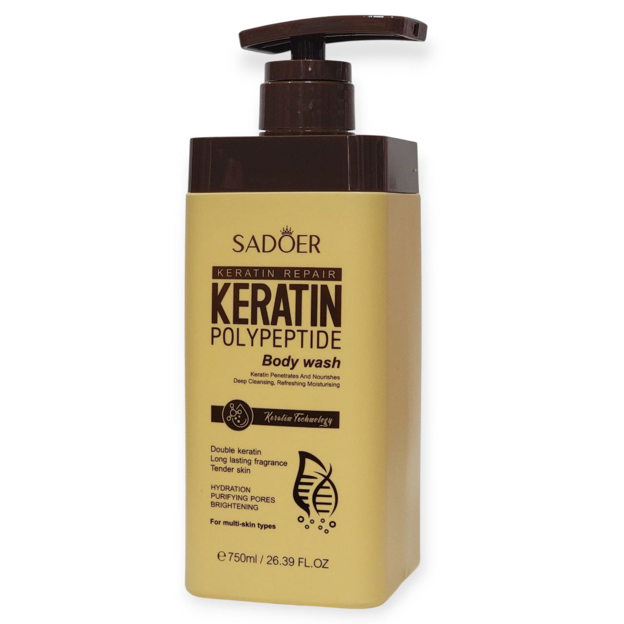 GEL DE DUCHA HIDRATANTE Y PURFICANTE CON POLIPEPTIDOS DE QUERATINA SADOER 750ML