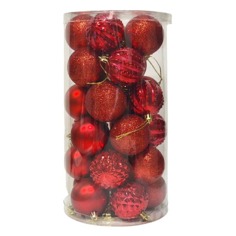 DECORACION ADORNO NAVIDEÑO PAQUETE DE 30 BOLAS DECORATIVAS,6 CM 42X70X64 IDEALES PARA DARLE UN TOQUE UNICO A TU ARBOL DE NAVIDAD