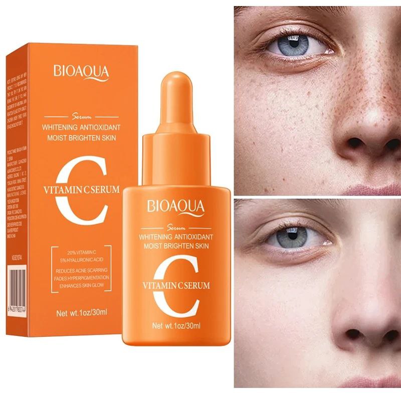 SUERO FACIAL CON VITAMINA C BLANQUEAMIENTO DE LA PIEL 20% VITAMINA 5% ÁCIDO HIALURÓNICO BIOAQUA 30ML