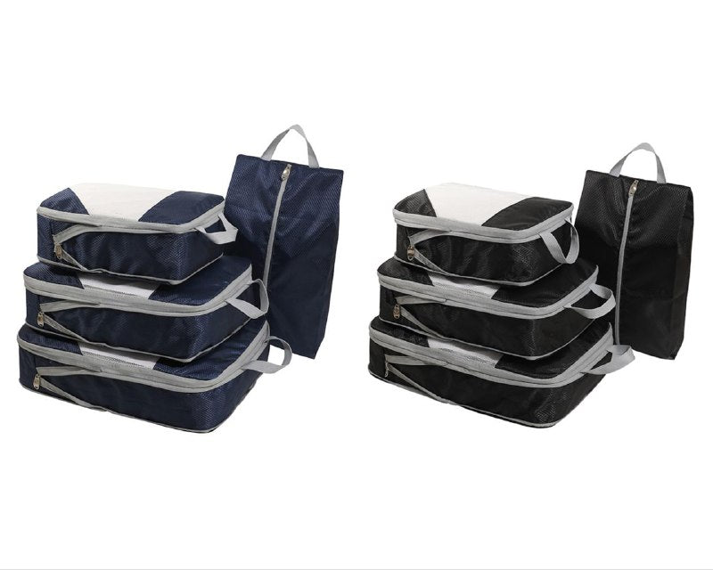 ORGANIZADOR SET PARA AHORRAR ESPACIO EN MALETAS, CUBOS DE COMPRESION PARA MALETAS EQUIPAJE, ROPA Y ZAPATOS EN SET DE 4 PIEZAS