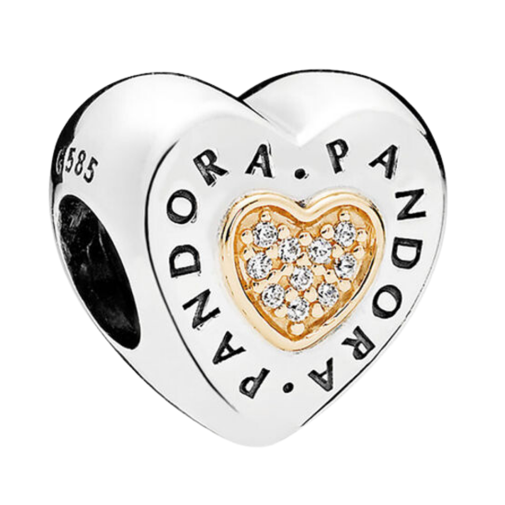 PCHARM1296 CORAZON PANDORA CON COLOR DORADO EN MEDIO