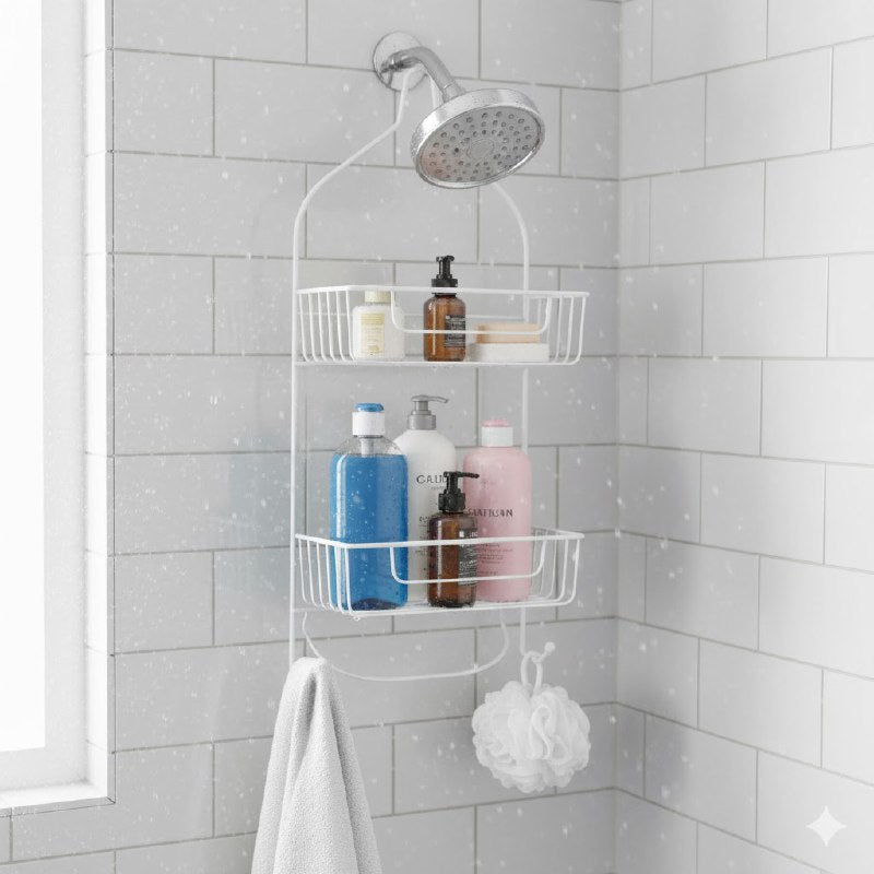 ESTANTE ORGANIZADOR PARA BAÑO DE 2 NIVELES RESISTENTE Y ELEGANTE LUXURY CHROME 2 COLORES