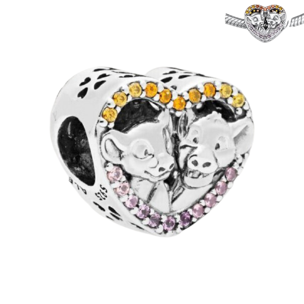 PCHARM1592 CORAZON EL REY LEON CIRCONES DE COLORES AL REDEDOR