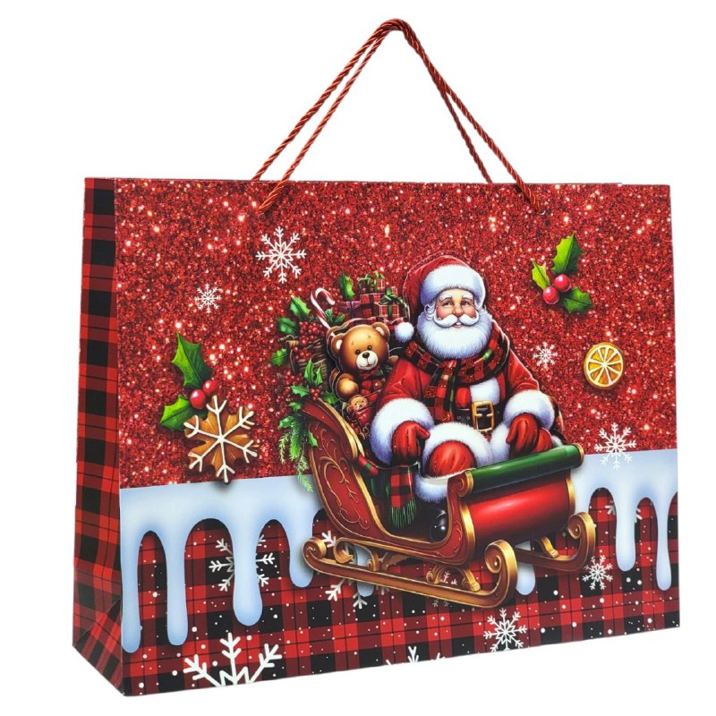 BOLSA DE REGALO NAVIDEÑA LARGA HORIZONTAL 39X30X11CM