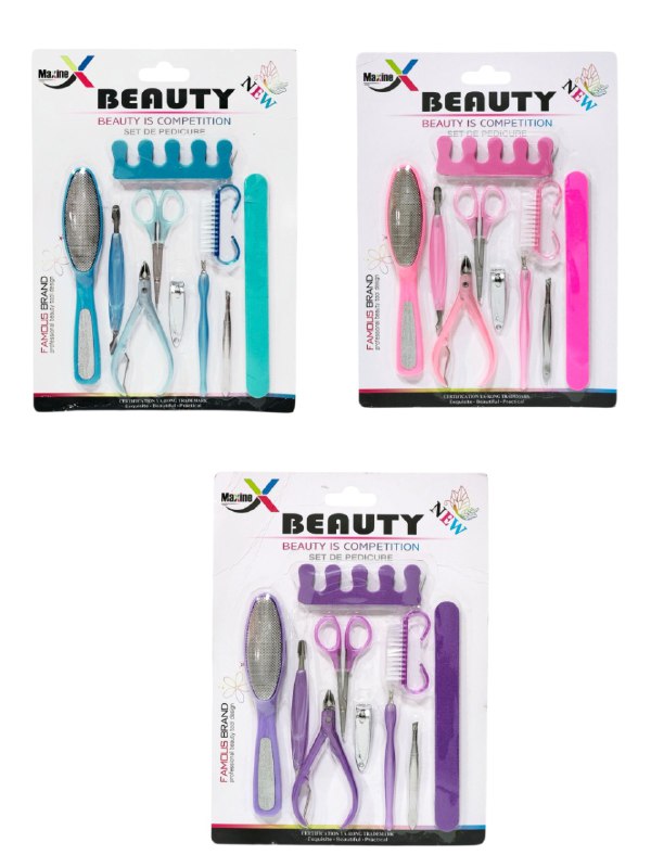 SET DE PEDICURA DE 10 PIEZAS QUE ELIMINAN CALLOS, ALISAN LA PIEL Y MANTIENEN TUS UÑAS IMPECABLES MAXINE BEAUTY, 3 COLORES